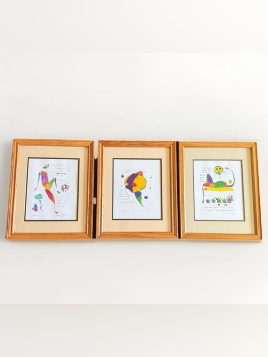 StoryPeople Other - Brian Andreas Signed Framed Watercolor Prints Set of 3 Story People Abstract Art